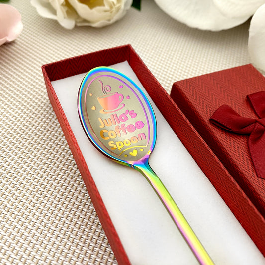 Custom engraved spoon for Coffee latte macchiato lovers any custom text spoon size and color options Gift Für Kaffeeliebhaber