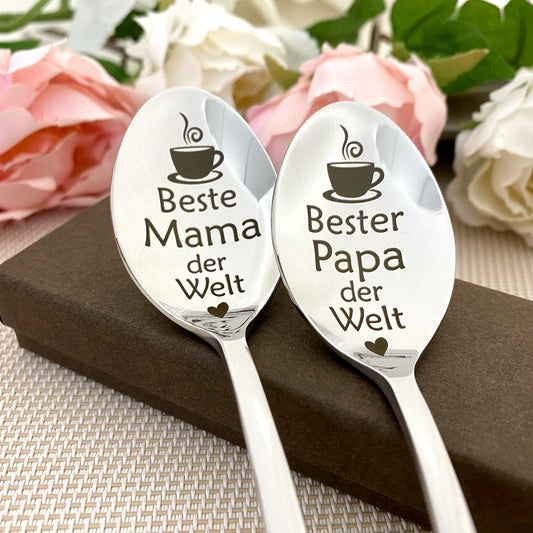 Best Mom and Best Dad - cute gift for parents - 1 custom engraved spoon