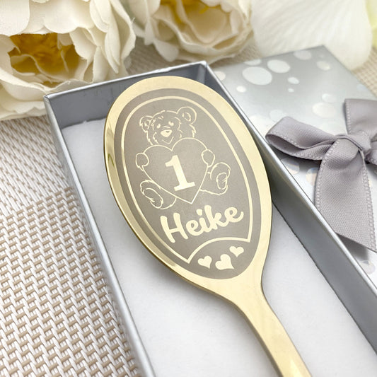 Cute Gift for one year Birthday any Any Anniversary Custom Engraved spoon with Name and wishes for Your Kid